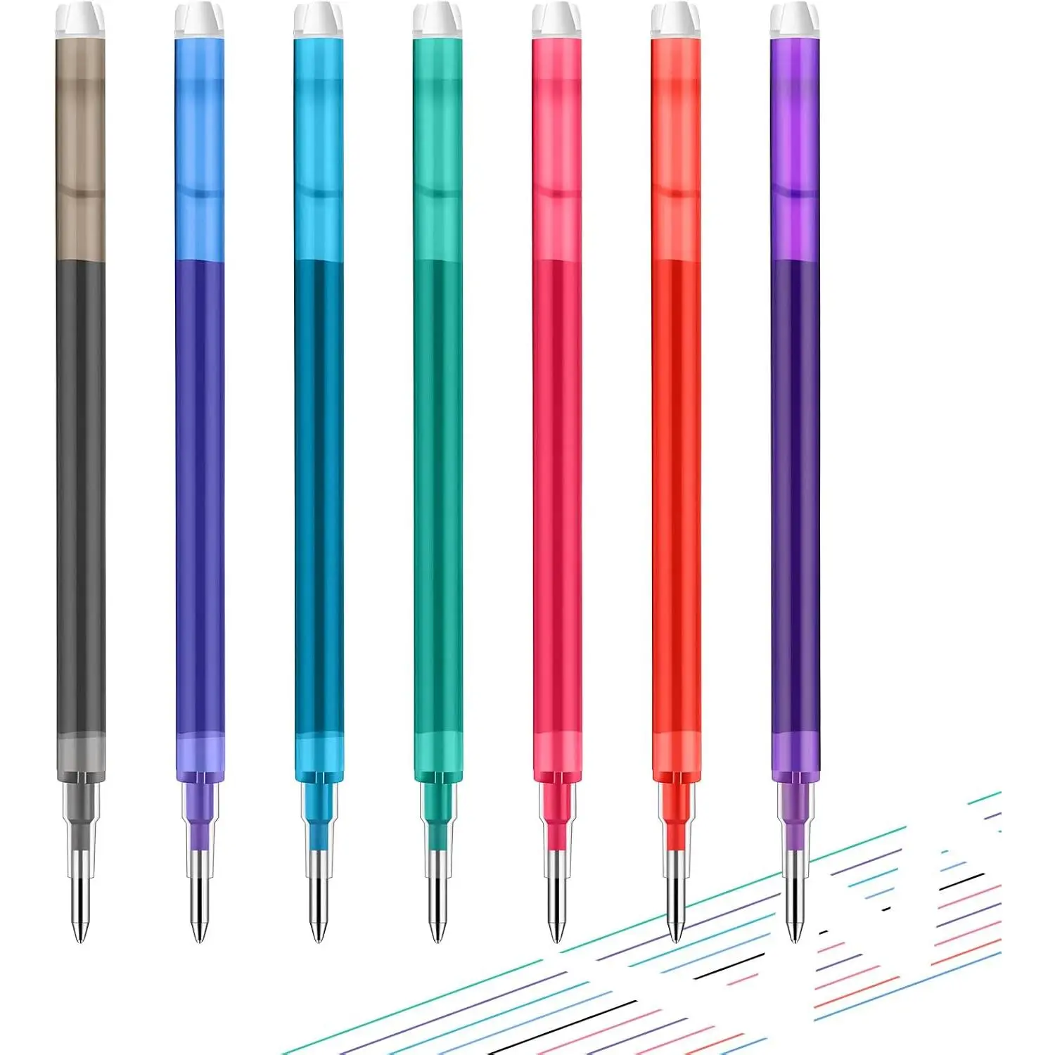 Erasable Pen Refills 0.7 mm 7  Colors Gel Ink Refills Medium Fine Point Erasable Pens Refill Compatible with Retractable Click Pens Erasable Pens for Writing Planner(7 Pcs)