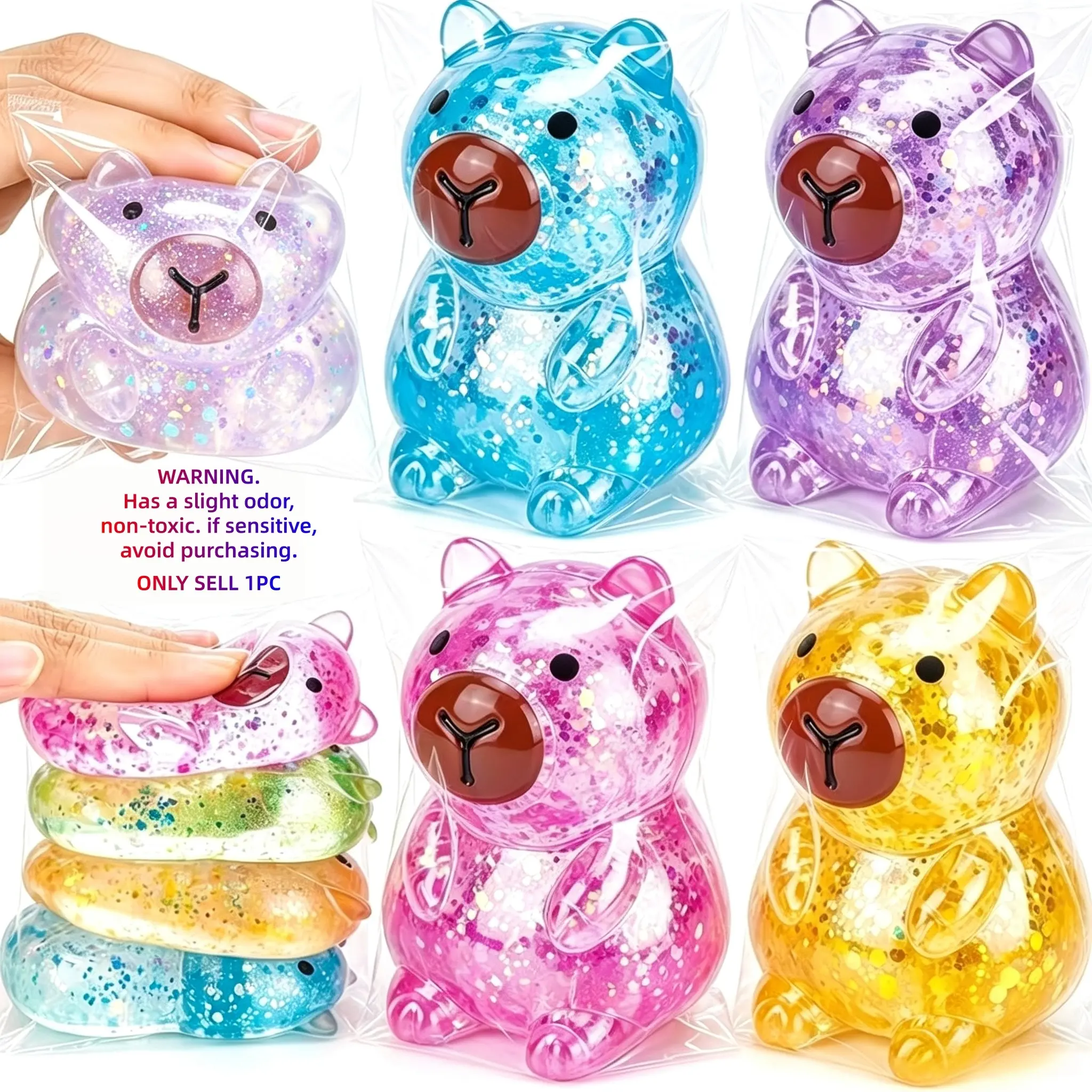 Maltose Texture Capybara Soft Squeeze Toy, Fake Animal Slow Rebound Stress Relief Toy, Anxiety Relief Sensory Toy, Portable Desk Fidget Toy, Anxiety Squishies, Holiday Gift for Halloween & Christmas