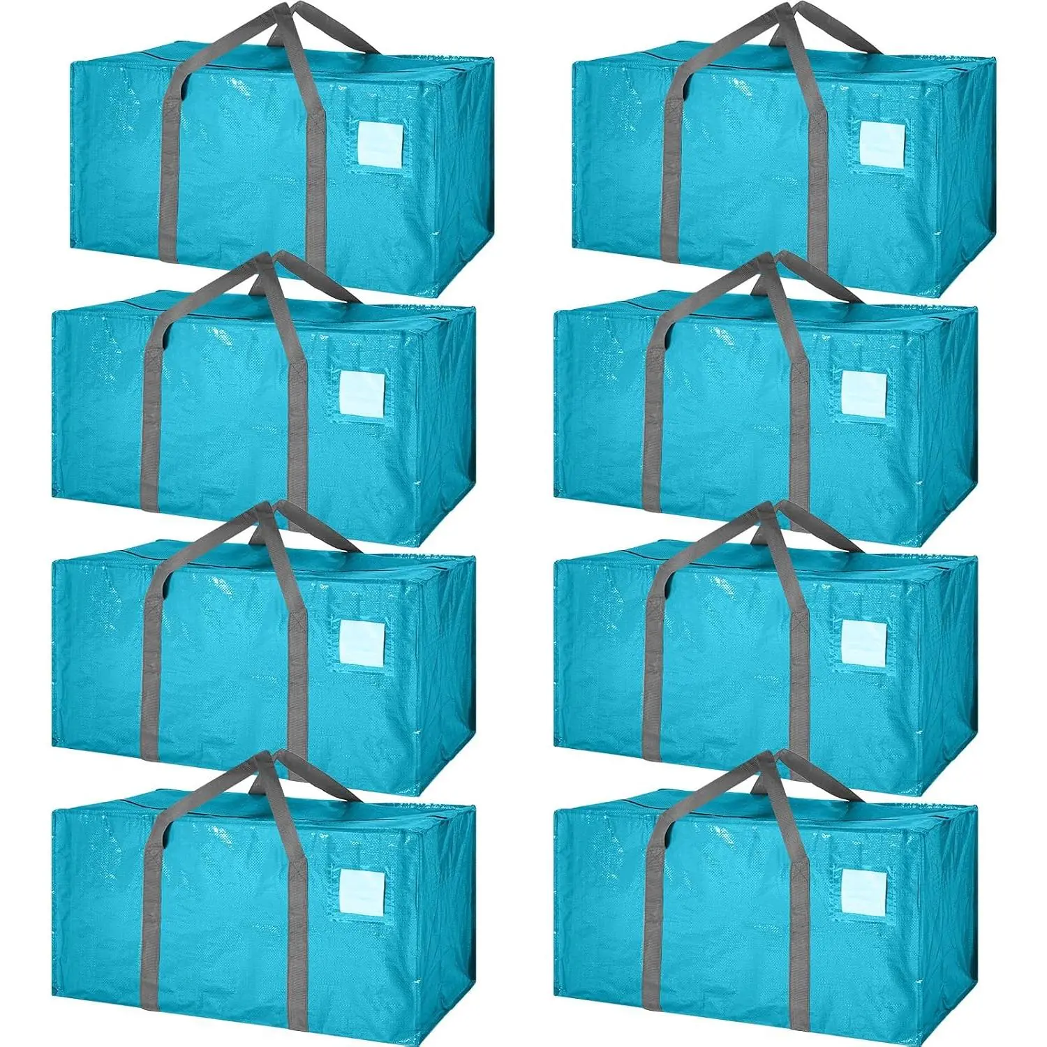 8 Pack  Moving Bags 65LBs Heavy Duty Packing Bags with Extra Long Handles and Zippers Storage  for College Students Room Dorm Essentials Packing Supplies(Blue)