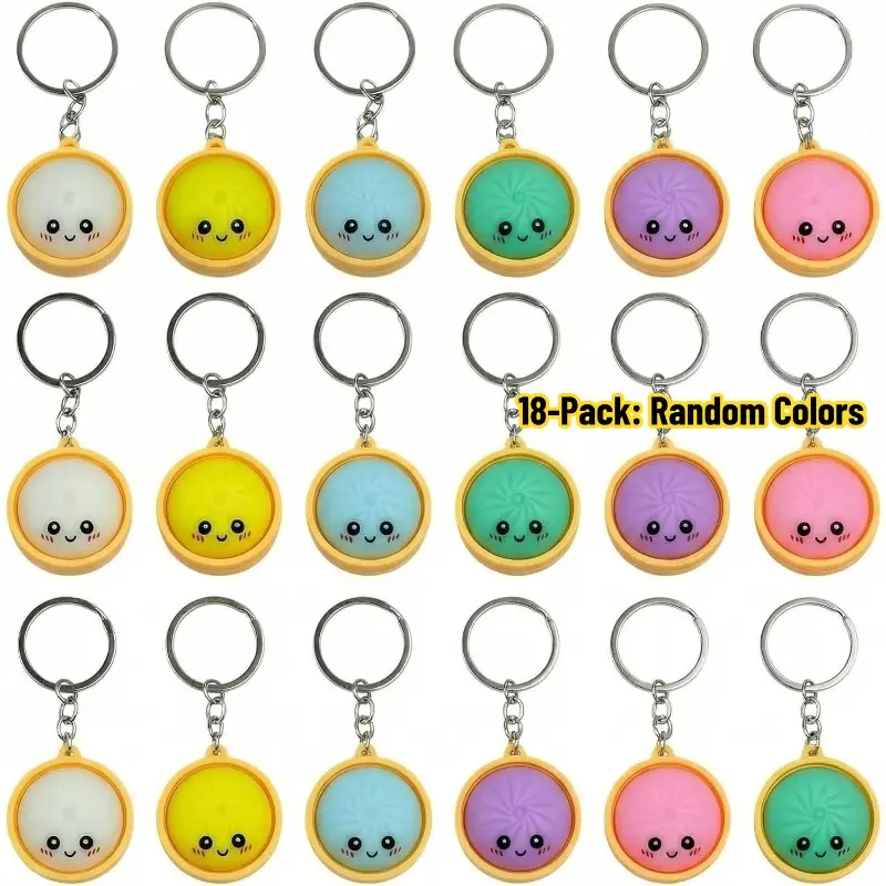 18PCS Cute Dumpling Keychains Set, Mini Steamer Keyring Bag Charm Pendant, Keychain Charms for Students Classmates, Classroom Prize Reward, Small Gift Idea for Kids (0.98in)