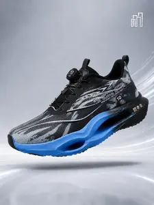 [Dn. Monkeys] Men's Gradient Mesh Breathable Running Shoes, Rotating Buckle Slip-On, Shock Absorption Soft Sole, Anti-Slip Casual Shoes