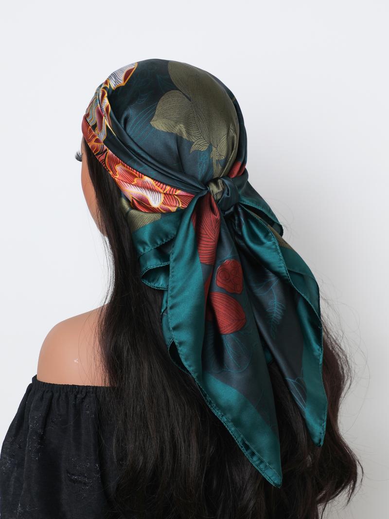 Women's Floral Print Scarf, Fashionable Hair Accessories for Daily Wear, Casual Versatile Scarf for Women & Girls