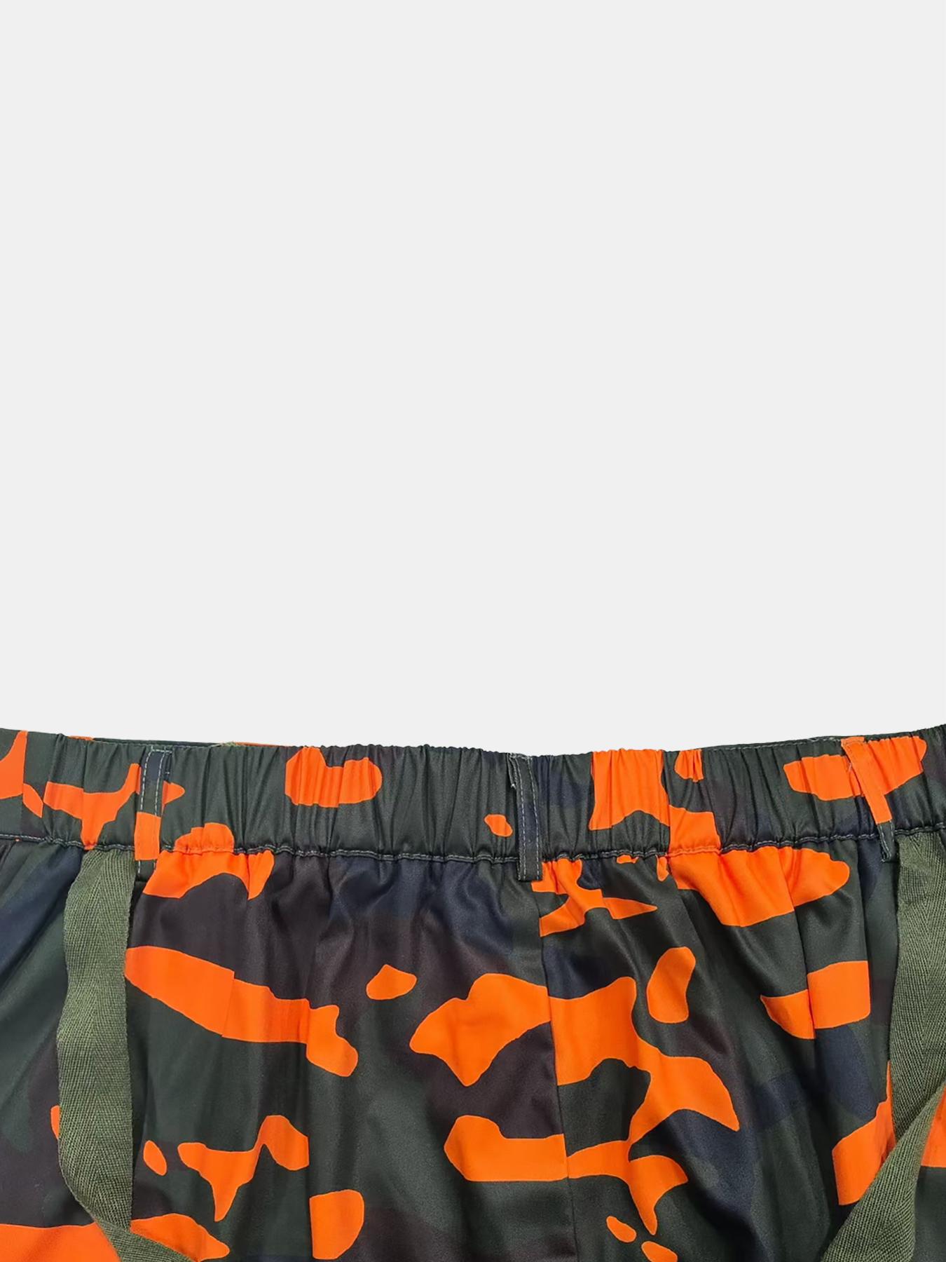 Women's Print Flap Pocket Cargo Pants, Casual Streetwear Button Trousers for Daily Wear, Ladies Bottoms for All Seasons, Casual Comfy Pocket