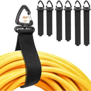 Heavy-Duty Storage Straps (Assorted 6 Pack) - Extension Cord Organizer, Cable Straps, Cord Wrap Keeper for Hoses, Rope, Power Cord, RV Accessories, Workshop and Garage Storage and Organization