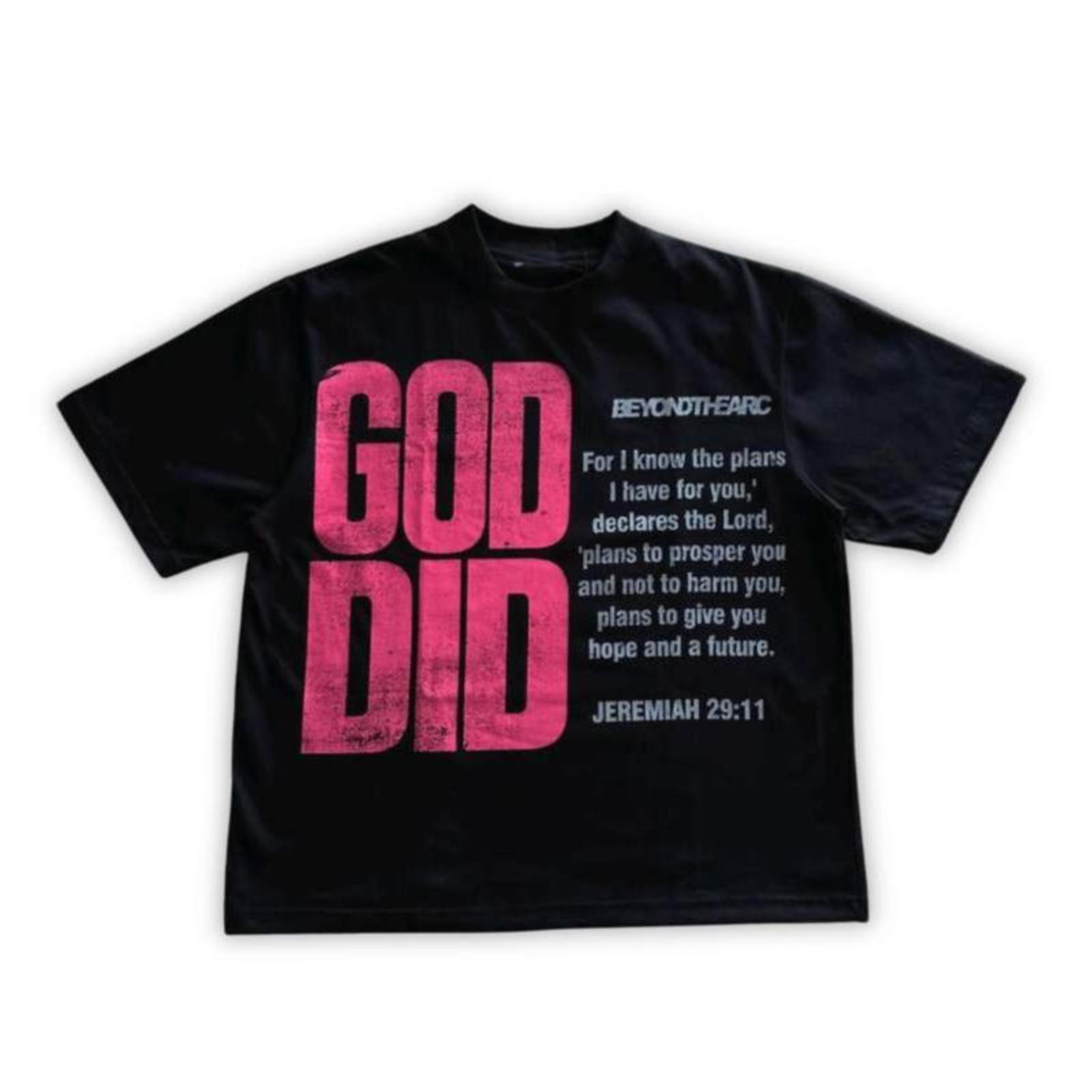 Vintage God Did Short Sleeve Graphic T-Shirt Christian Clothing Top Tropical Crewneck Streetwear Casual Apparel