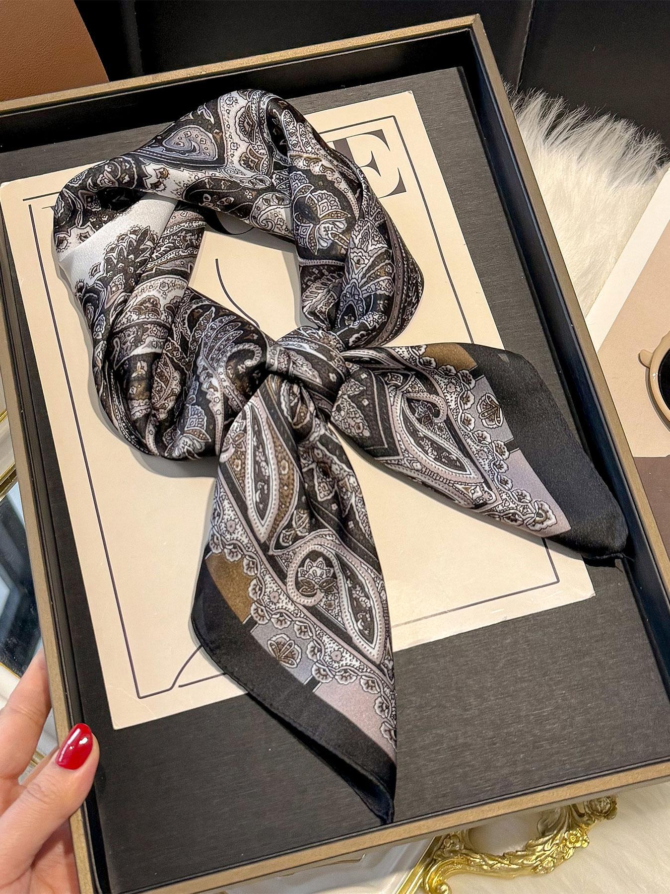 Women's Vintage Paisley Print Square Scarf, Boho Style Hair Scarf for Women & Girls, Fashion Accessories for Daily Wear, Trendy All-match & Exquisite Scarf for Birthday Gift