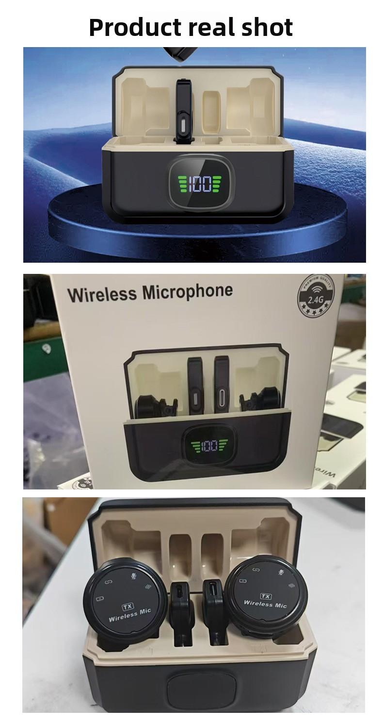 Magnetic Wireless Lavalier Microphone, Dual-Channel Live Streaming Noise-Cancelling Microphone, Large Capacity, Long Battery Life, Compact Microphone