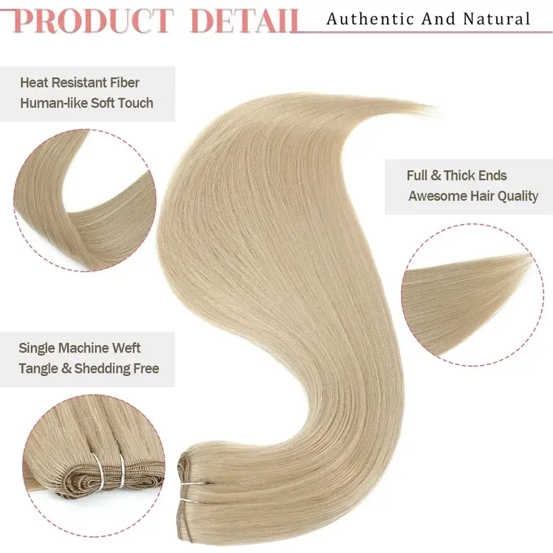 2026 NEW 32 Inch 200g Bone Straight Hair Bundles Synthetic Dark Brown 27-30-613 Orange T1B-30 Heat Resistant Soft Hair Weaving For Salon