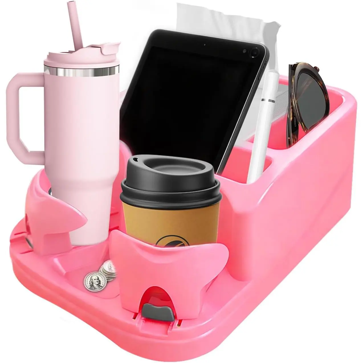 Center Console with Adjustable Cup Holders,  Center Console Organizer for , , Minivans, Suvs,  Floor Console, Bench Seat Center Console ()