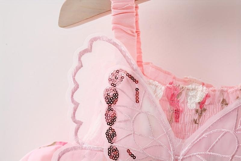 Summer Fairy Dress for Baby Girls with 3D Butterfly Wings, Perfect for Sweet Birthday Parties And Evening Events, Stylish Princess Gown for Girls Aged 0-3