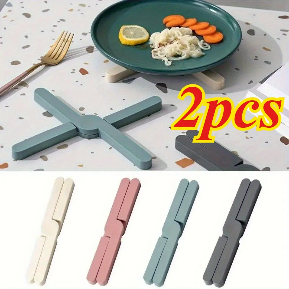 2pcs Creative Cross Foldable Insulated Cup Mat for Home Kitchen Thickened Anti slip and Anti scalding Pot Mat, Plate Mat, Dining Table Water Cup Insulated Mat, Portable Folding Tabletop Dish Insulated Mat