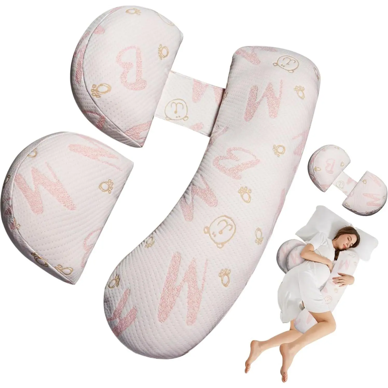 Pregnancy Maternity Pillow for Sleeping, for HIPS, Backs, Legs, with Detachable and Cover