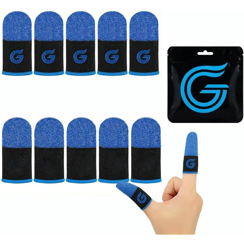 10-Pack Mobile Gaming Finger Sleeves, 0.15mm Ultra-Thin Nano  Fiber Material, Designed for Sweaty Hands, High-Sensitivity Touchscreen Finger Sleeves for PUBG/COD Mobile/FPS