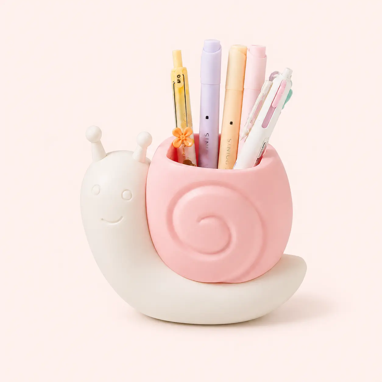 Pink Snail-Shaped Desktop Organizer, Cute ABS Pen Holder & Pencil Cup, Multifunctional Desk Organizer for Office, School, Makeup Brushes & Teen Girl Gifts