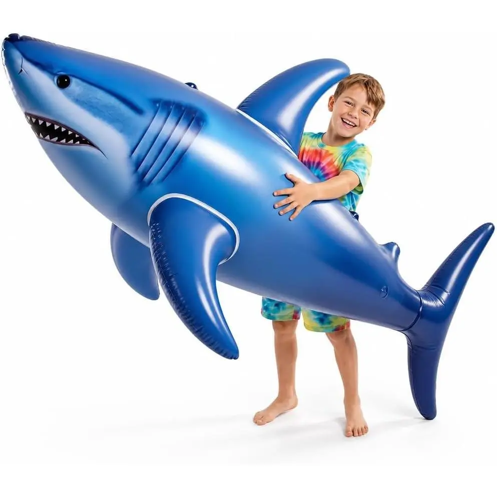 Giant Inflatable Shark Pool Float 75” - Large Blow-Up Shark Toy for Kids, Teens & Adults - Swimming Pool Toy, Ocean Theme Birthday Party Decorations, Beach & Summer Toys