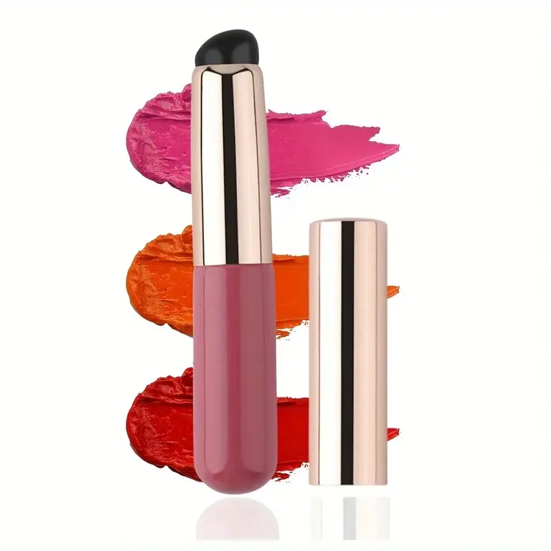 Portable Silicone Lip Brush with Cap, Mini Applicator for Lipstick and Lip Gloss. Non Absorbent Tip Saves Product, Smooth and Even Application. Hygienic and Easy to Clean, Compact for Daily Use and On The Go Touch Ups.