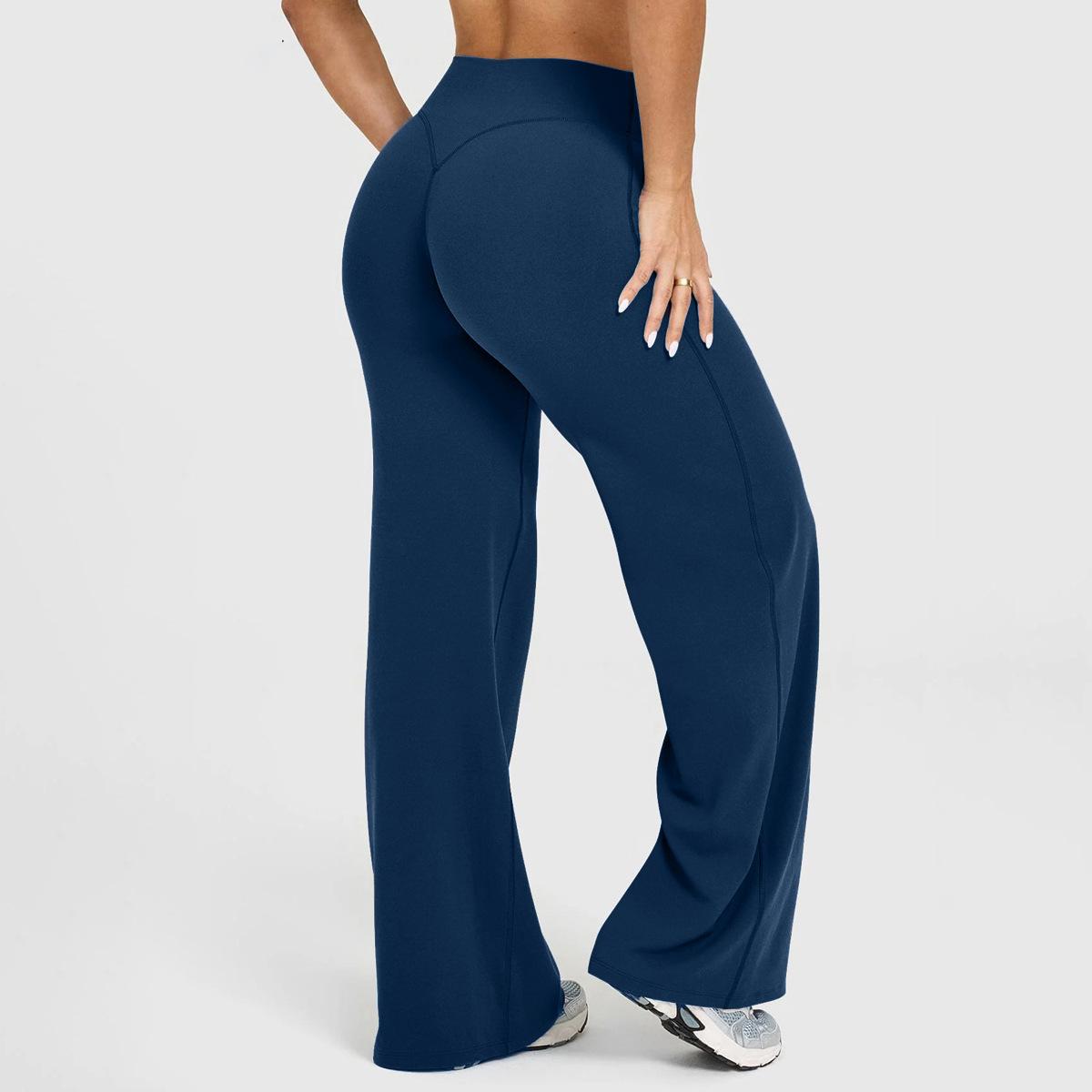 Tight-Fitting Wide-Leg Yoga Pants, Butt-Lifting Peach Butt High-Waisted Straight-Leg Sports Fitness Pants For Women