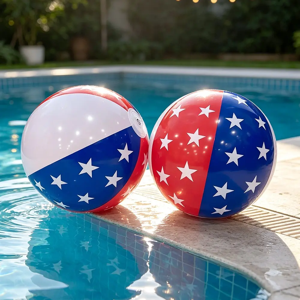 2pcs Blue Star Inflatable Beach Balls, Aquatic Party Water Toys, Outdoor Summer Beach Game Decorations, Fun Pool Accessories