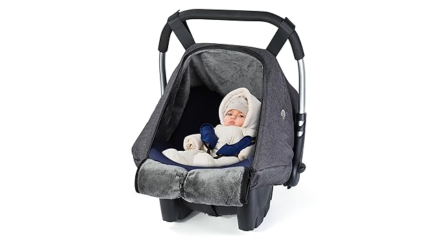 Winter Carseat Cover for Baby, Infant Car Seat Cover Compatible with Doona Car Seats, Zipper Access, Breathable, Rain, Snow and Wind Proof, Winter Baby Essentials Carrier Canopy, Dark Grey