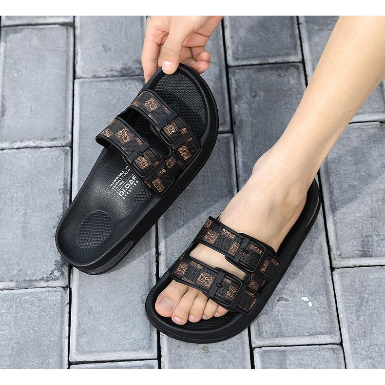 Fashion Slippers for Men 2026 Summer New Design Slides Luxury Leather Slipper Casual Beach Shoes with Air Cushion