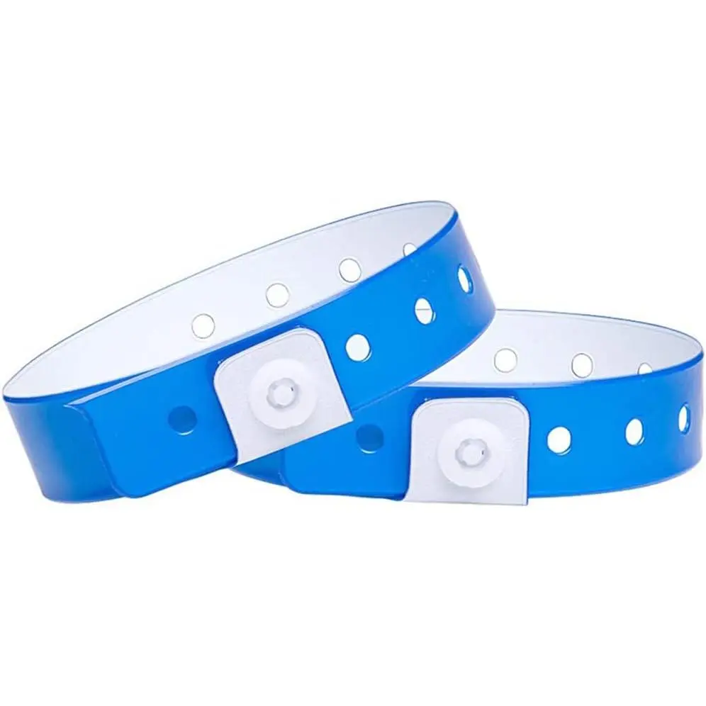 Neon Blue Vinyl Wristbands 100 Pack Plastic Wristbands for Party Events