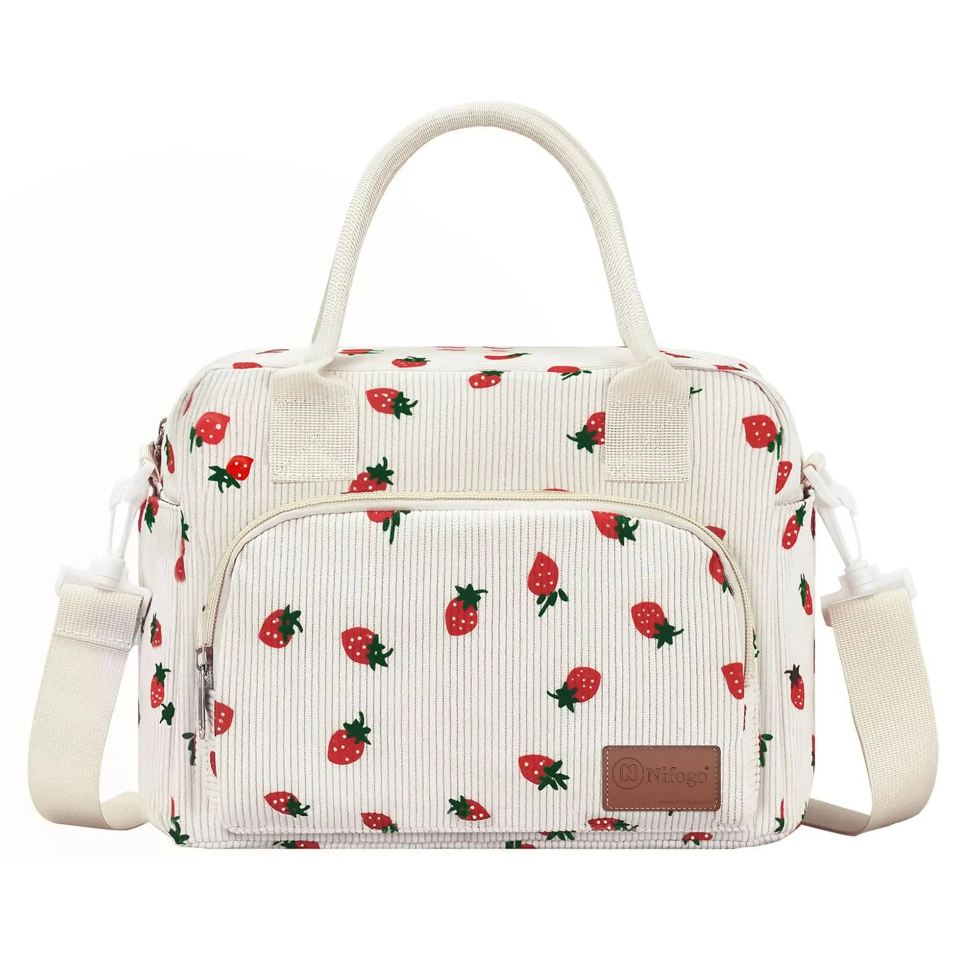 11L Strawberry-Printed Insulated Lunch Bag - Large Reusable Leakproof Portable Cooler Tote for Adults, Ideal for Work/Camping, Home Supplies Picnicware, Picnics