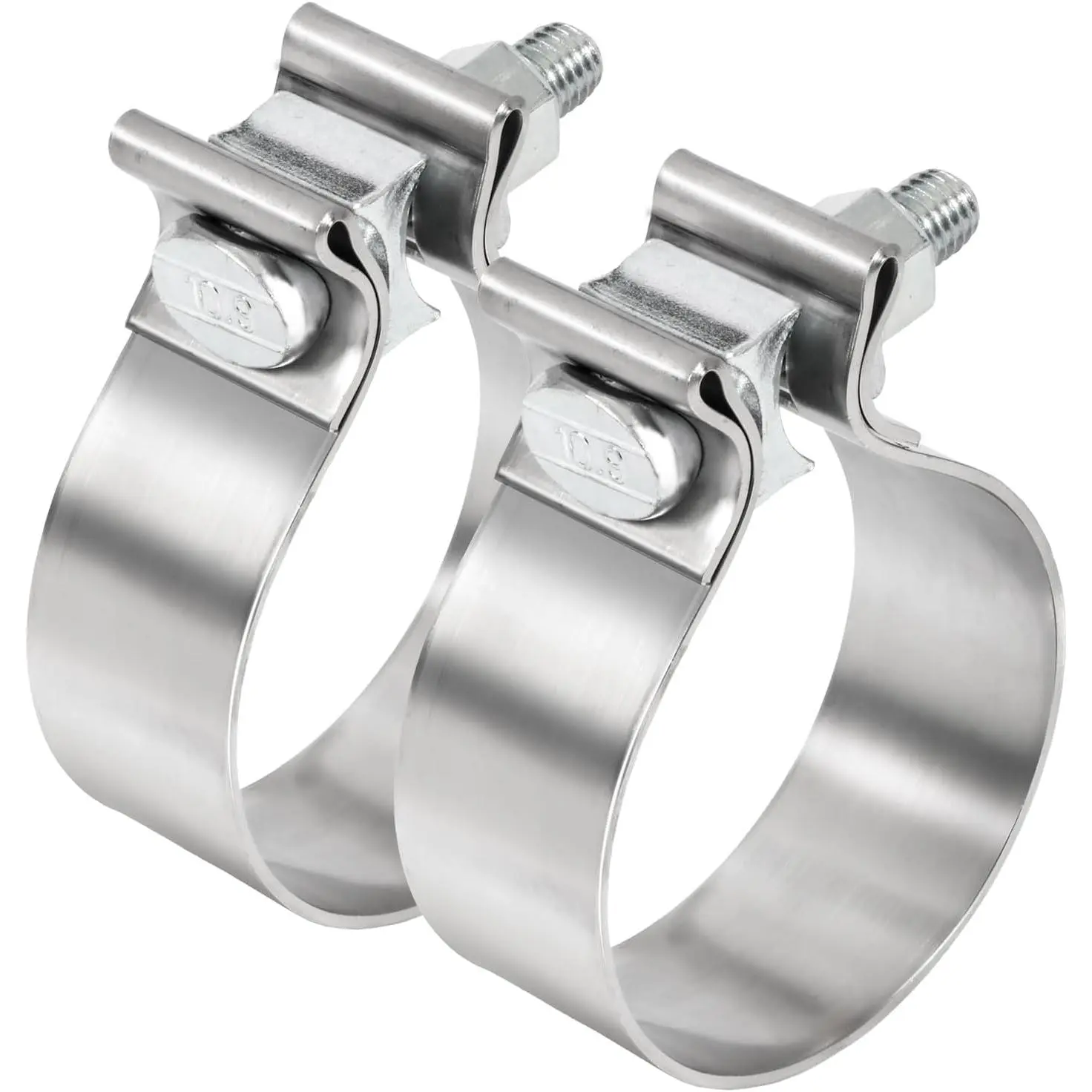 2.5" Stainless Steel Exhaust Clamp - Narrow Band Muffler Clamp for 2.5" OD Pipe, 2 Pack