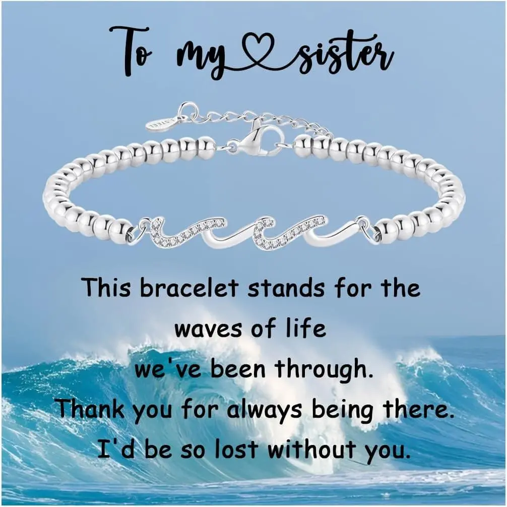 for Daughter Sister Bestie  Mom The Waves of Life We've Through Together Wave Bracelet Women Birthday  Insprational Gifts for Her