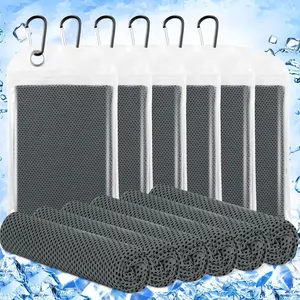 6 Pack Cooling Towels 40" x 12" Sport Towels, Cooling Rag for Neck and Face Ice Breathable Chilly Portable Neck Wraps for Yoga(Dark Gray)Gift.