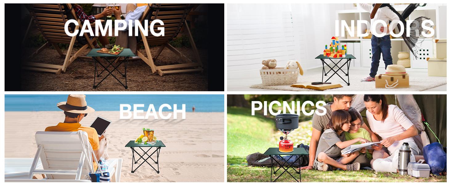 Portable Camping Side Table, Ultralight Aluminum Folding Beach Table with Carry Bag for Outdoor Cooking, Picnic, Camp, Boat, Travel