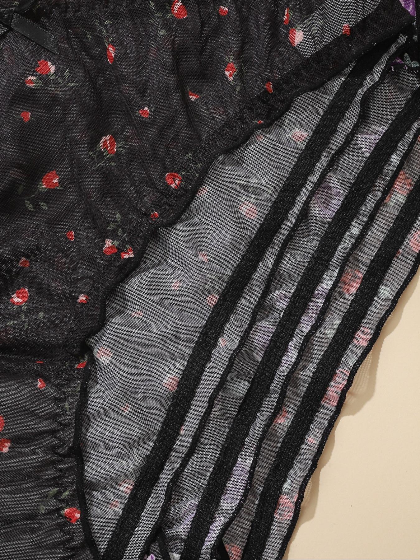 【0XL-4XL】 Floral Print Panty, Breathable Comfortable Panties for Daily Wear, Women's Underwear for All Seasons