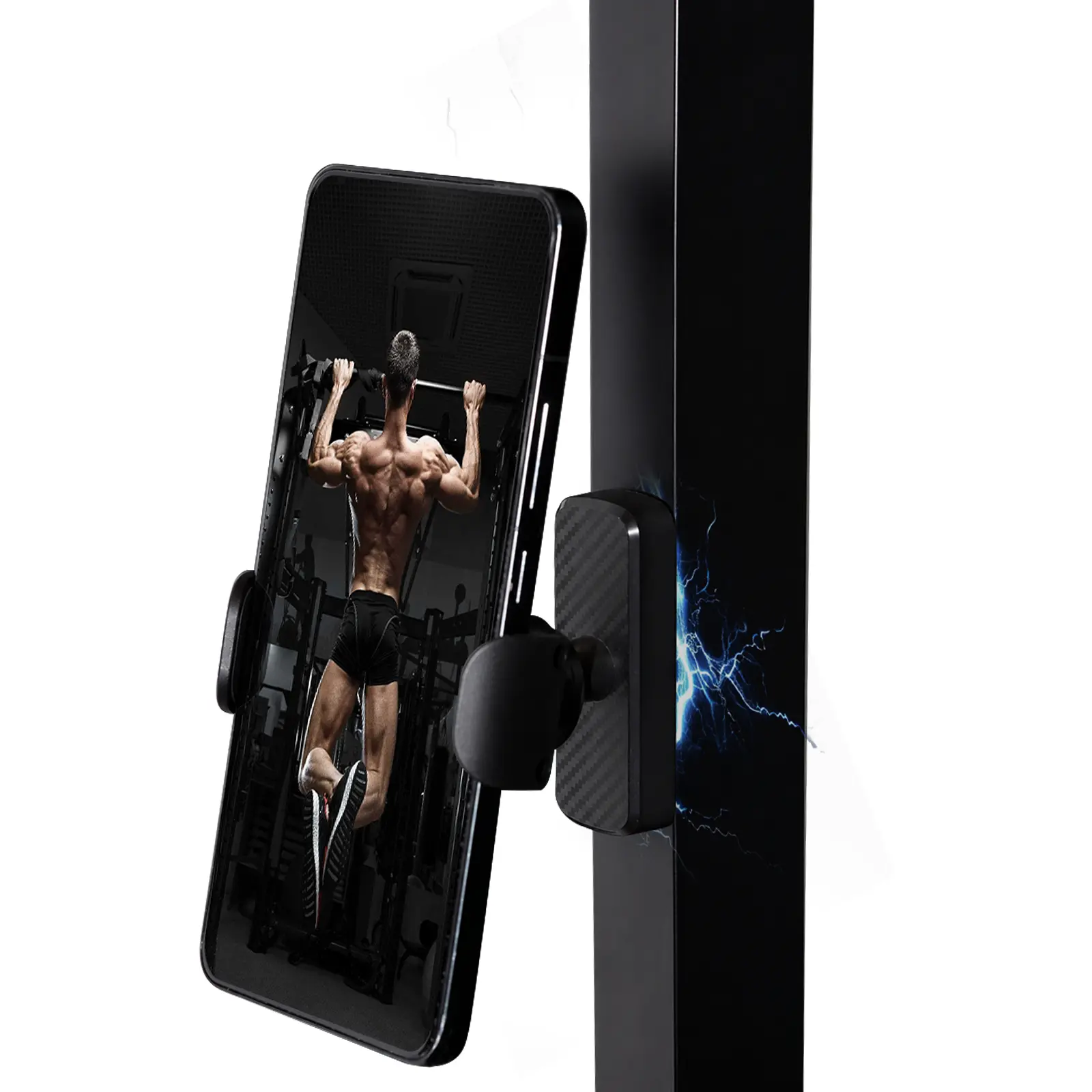 Portable Magnetic Gym Phone Holder, 360° Adjustable Phone Mount for Exercise Videos, Fitness Tutorials and Video Calls, Compatible with 4.7–7 Inch Smartphones