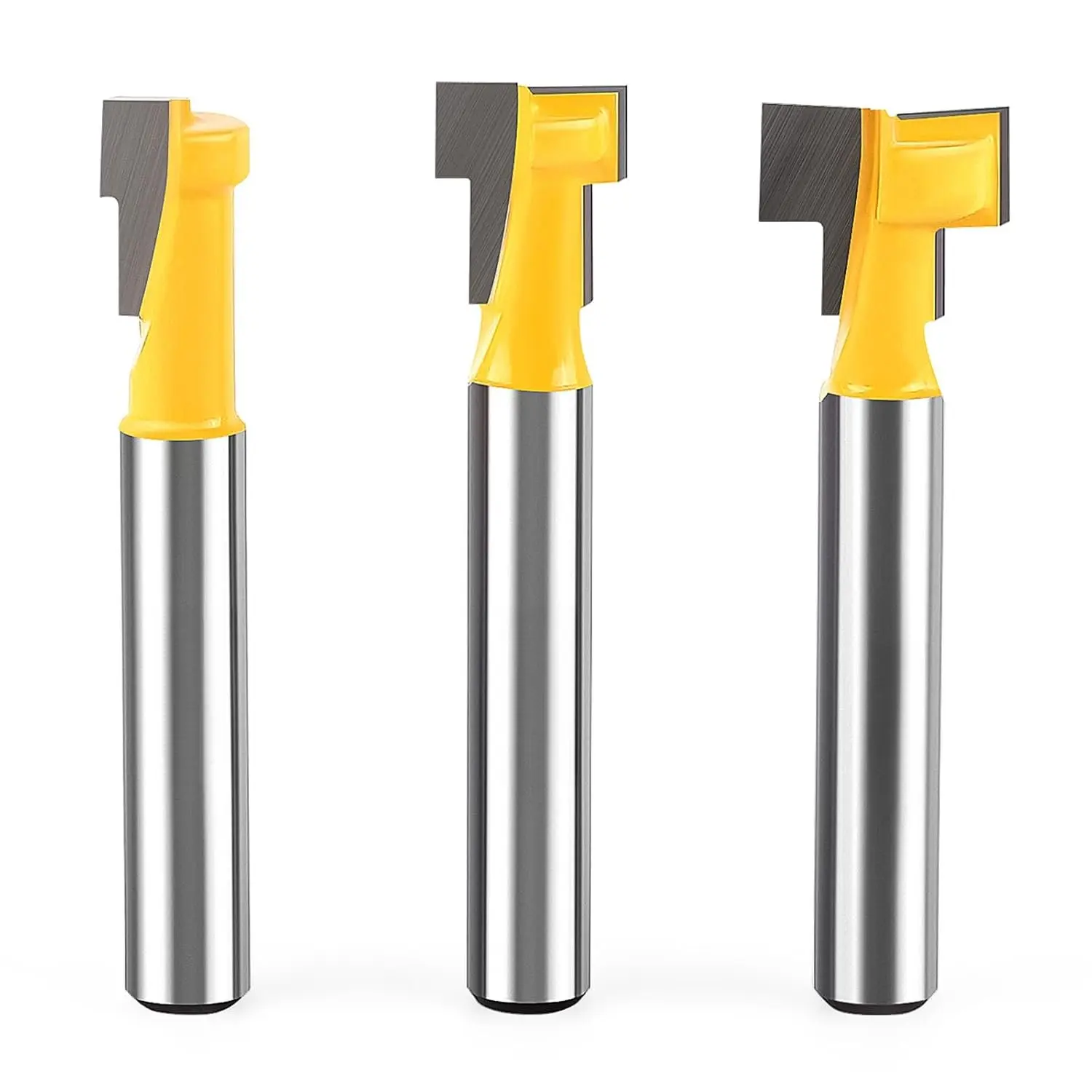 3 count Keyhole Router Bits Set 1/4" Shank, Carbide T-Slot Router Bit with 5/16 & 3/8 & 1/2 Inch  Diameter for  Hex Bolt T-Track Slotting Milling Cutters Set