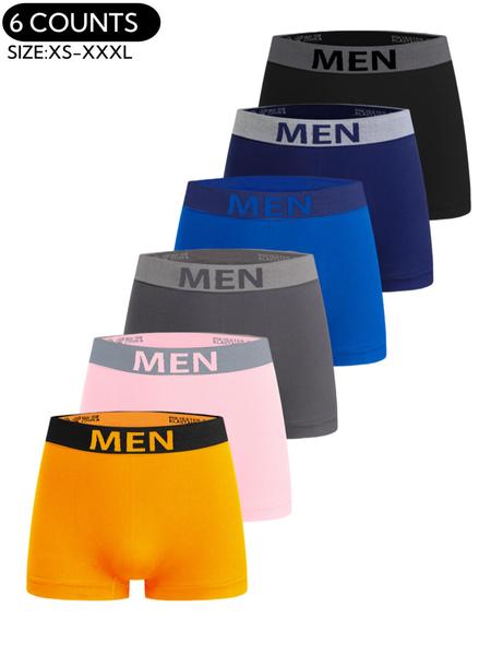 Men's Colorblock Letter Tape Boxer Brief, Comfortable Breathable Seamless Underwear for Daily Wear, Men's Base Underwear for All Seasons