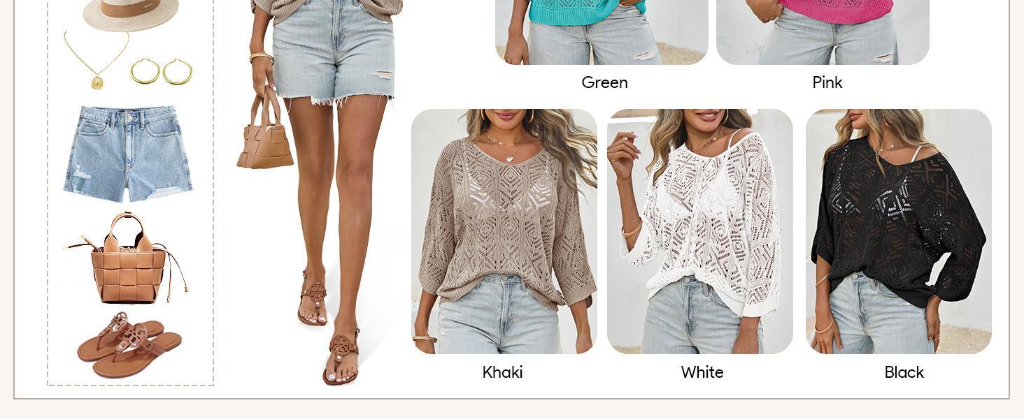 2026 Women's Bohemian-Inspired Beige Crochet Top with V-Neck# Springtok# TikTokShopJumpstartSale Casual Chic..