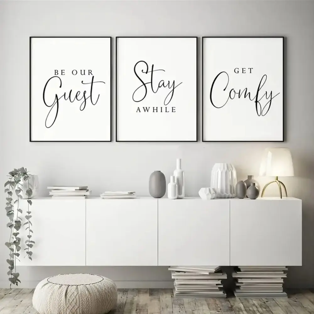 3 Pieces Give It To God and Go To Sleep Sign Art, Bible Verse Wall Mural, Serene Faith Home Art, Farmhouse Gallery Decor, Soft Tone Painting, Wall Decor for Bedroom and Prayer Room, Framed or Unframed.