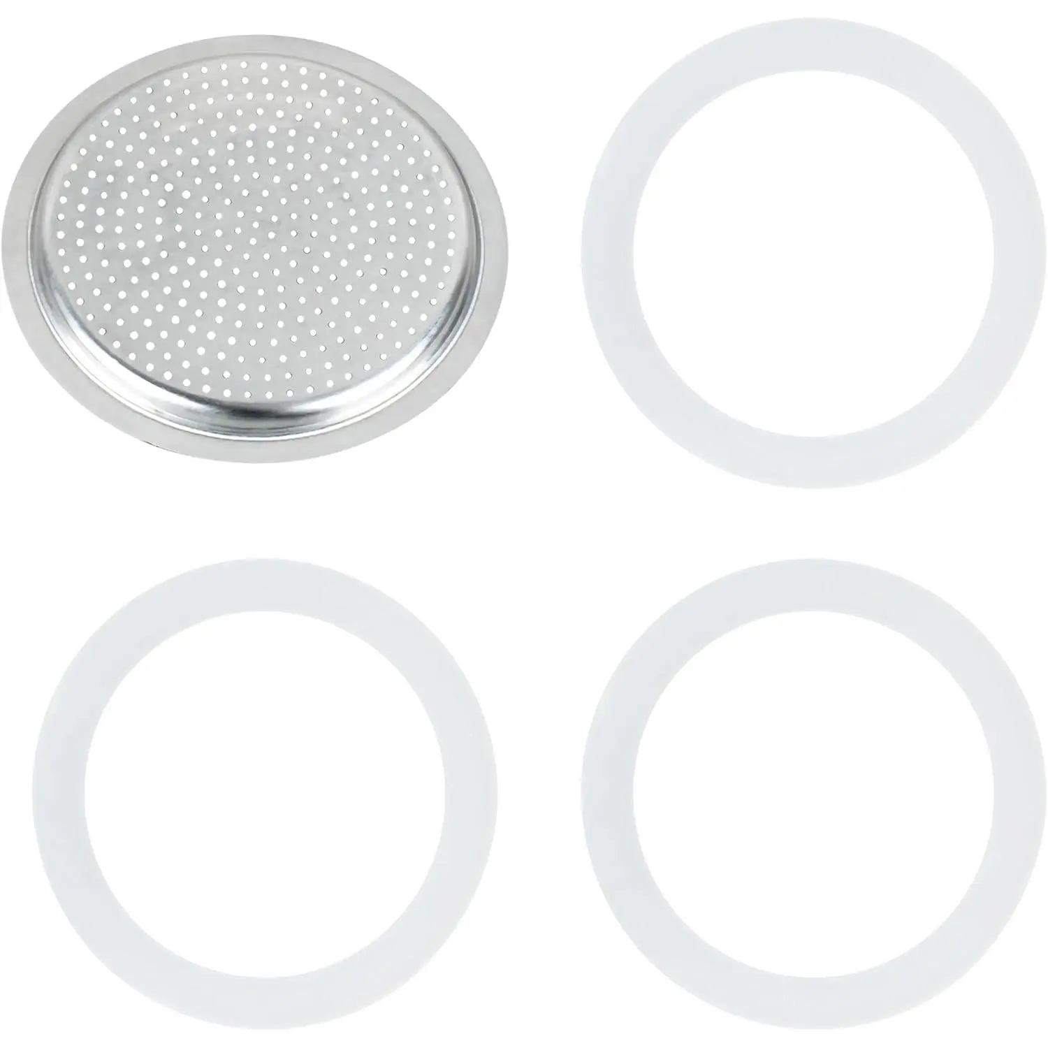 12-Cup Stove Top Espresso Maker Replacement Parts Set - 1 Coffee Filter, 3 Upgraded Sealing Rings