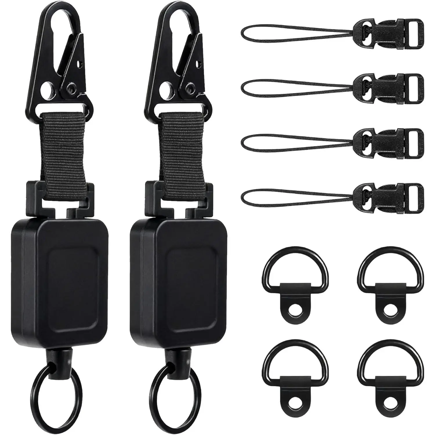Retractable Keychain 2 Pack, Heavy-Duty Stainless Steel Badge Holder with a 24" Stainless Steel Cord and D-Ring Clip for Drivers' Keys and ID Badges, Keychain Set, Multipack, Badge Holder Keychains