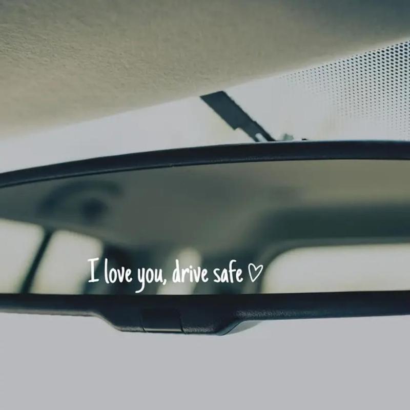 4pcs (black+white) I Love You Drive Safe Car Mirror Sticker, Car Rearview Mirror Decorative Sticker,Car Accessories for Women,Vinyl Decal