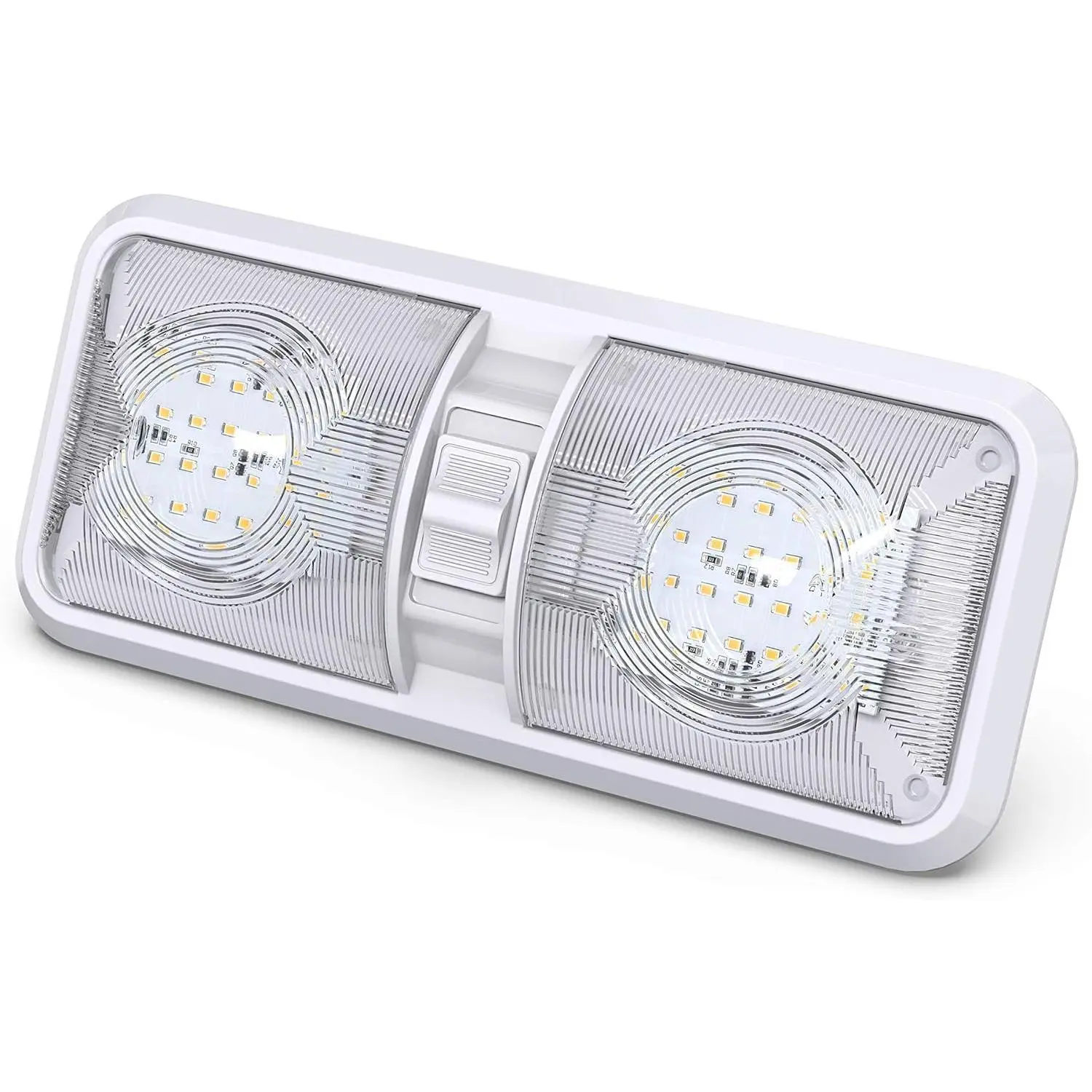 5 Pack RV LED Ceiling Double Dome Light Fixture ON/OFF Switch Interior Lighting for Car/RV/Trailer/Camper/Boat DC 11-18V Natural White 4000-4500K 48X2835SMD (Natural White 4000-4500K)