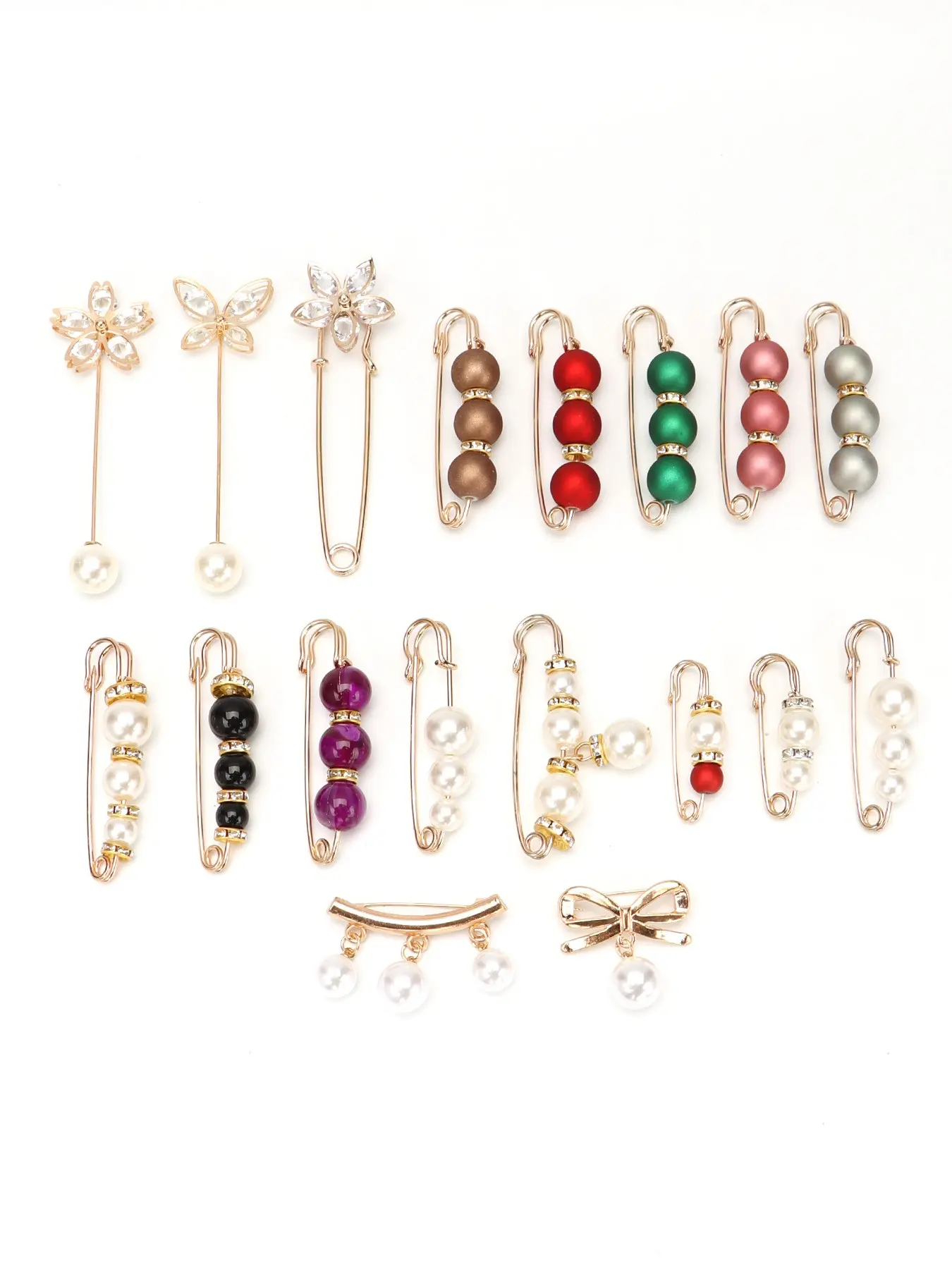 18 Pcs Modesty Pins for Low Cut Tops, Brooch Pins for Women Dresses, Safety Pin Clothes with Pearls, Ideal for Cardigans and Dresses, Fashion Pearl Brooch