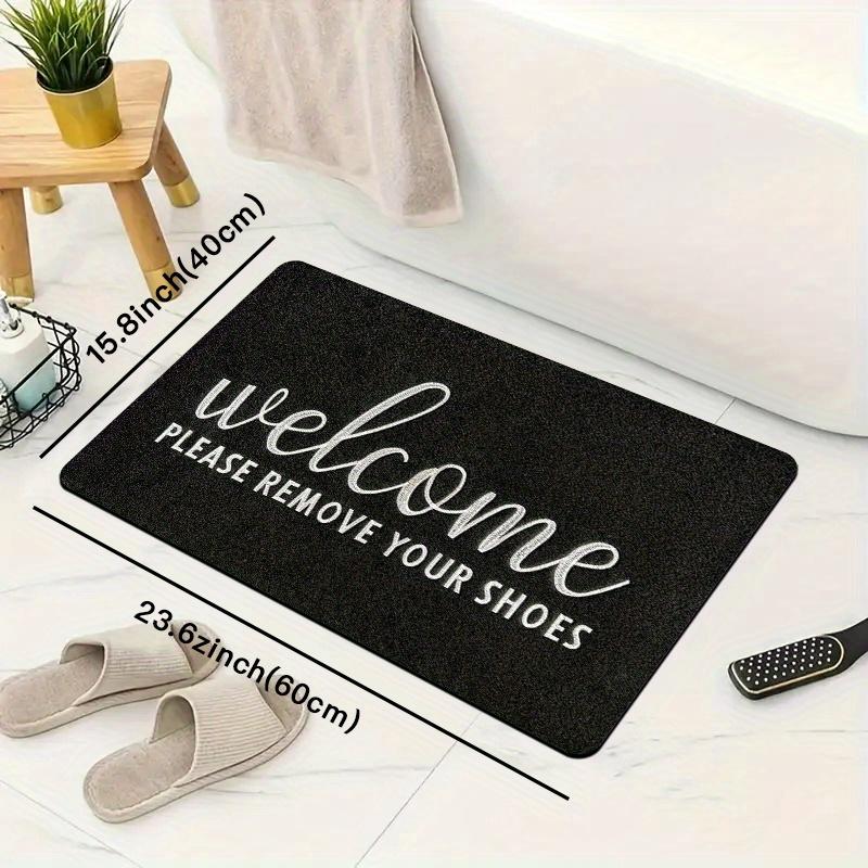 Welcome Please Remove Your Shoes Doormat Versatile Non-Slip Flannel Mat for Entryways Game Rooms Laundry Living Areas Machine Washable Lightweight Durable Ideal for Holidays Home Decor Entryway Mat Decorative Doormat Soft Texture Mat