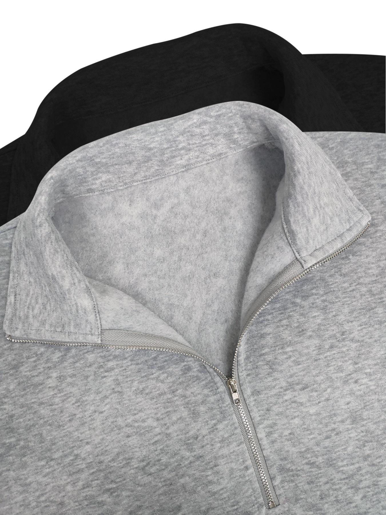 Women's Solid Thermal Lined Pullover Sweatshirt, Casual Long Sleeve Half Zip Sweatshirt for Fall & Winter, Women's Clothes for Daily Wear