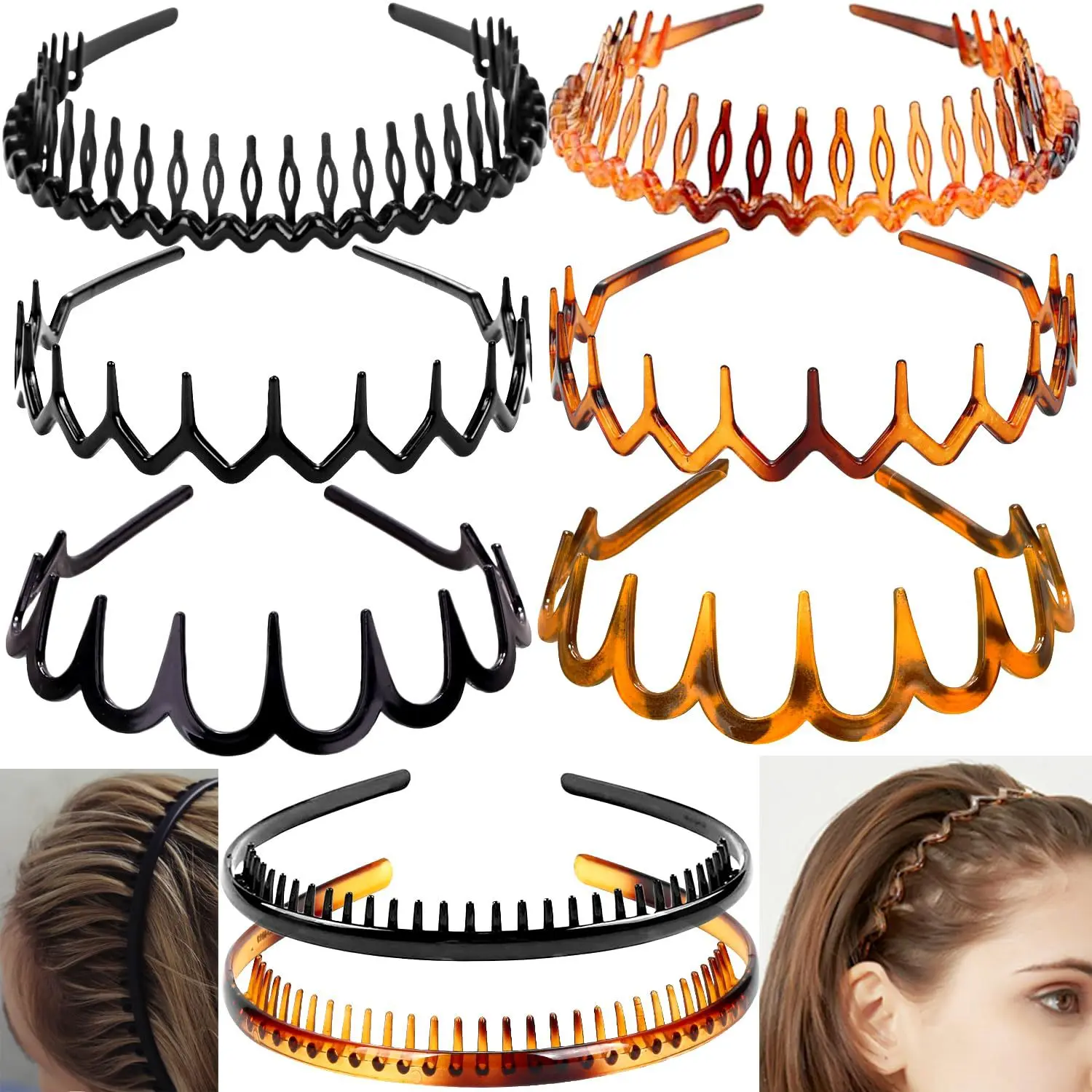 Korean style matte headband, simple retro plastic hair band, colorful teeth design for anti-slip grip, ideal for washing face or makeup, lightweight and durable hair accessory for women