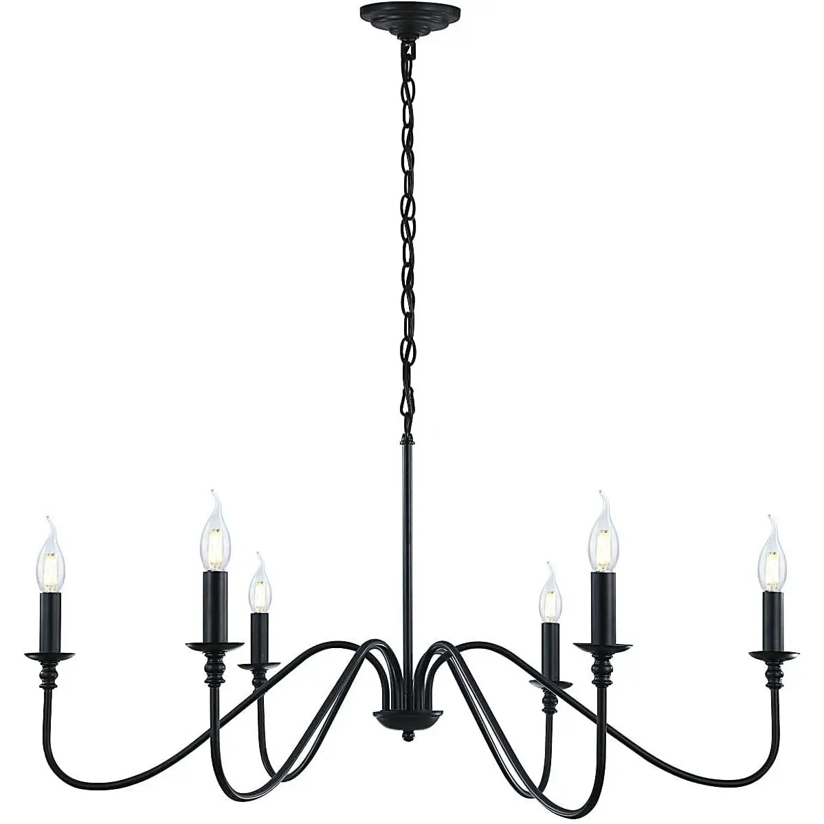 Black Chandelier,6-Light Rustic Industrial Iron Chandeliers for Dining Room Lighting Fixtures Hanging,Candle Hanging Hallway, Living Room, Foyer, Bedroom, Office, Bar,Island Lights