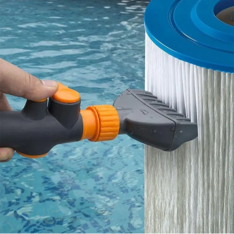 Multifunctional Pool Filter Brush & Garden Sprayer - Adjustable Water Pressure with Lockable Switch, Knob Control for Easy Use, Ideal for Pool Cleaning, Plant Watering, Car Rinsing & Outdoor Tasks