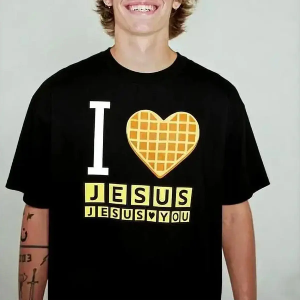 I Love Jesus Jesus Love You Waffle  Shirt, Bryce Crawford Merch, Christian Apparel Graphic Tee, Funny Christian Breakfast T-shirt, Unisex Casual  Cotton Inspirational Quote TShirt, TikTok Viral Unisex Com purple rain girl cherry shirt angel wings cut