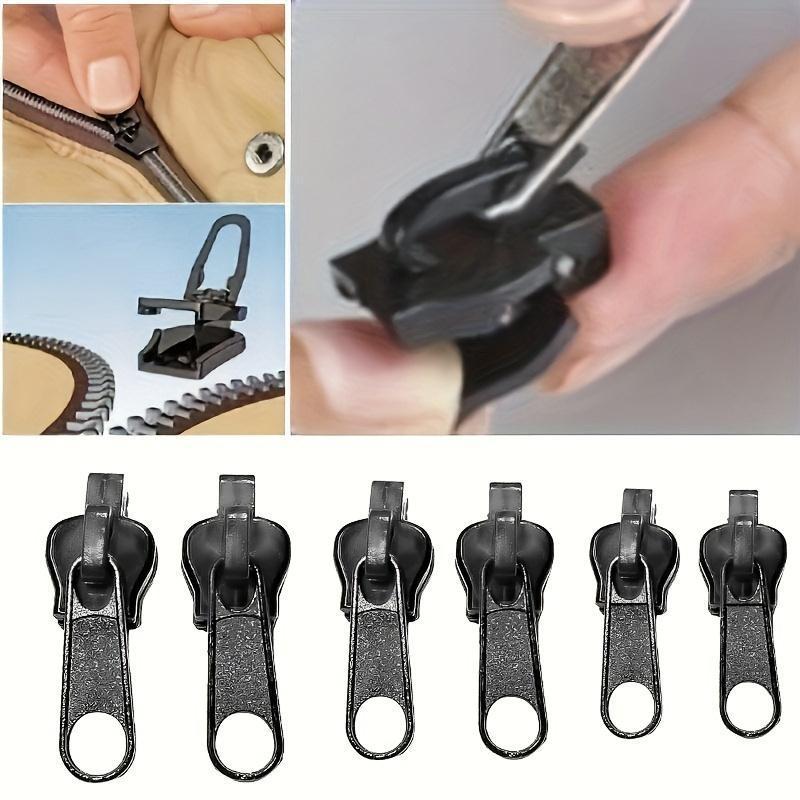 6/12/18pcs Zipper Fix Kit - Easy-Install Emergency Repair Buckles Black Compatible with Clothing