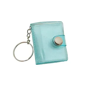 Portable 1/2 Inch Mini Photo Album Keychain PVC Transparent Glitter Transparent Photo Card Holder DIY Photo Album Souvenir