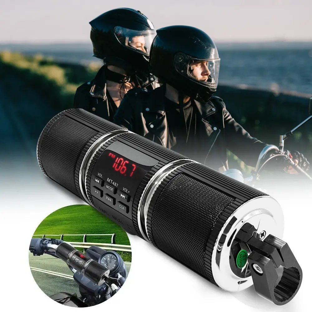 12V Motorcycle Handlebar Speaker System, Waterproof Bluetooth-compatible Mp3 Player, USB/TF Card Playback, Fm Radio, No Battery, Wired Power